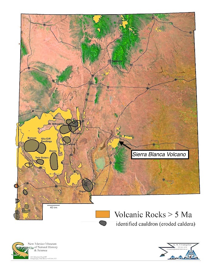 Sierra Blanca Volcano Capitan Carrizo intrusions New Mexico Museum